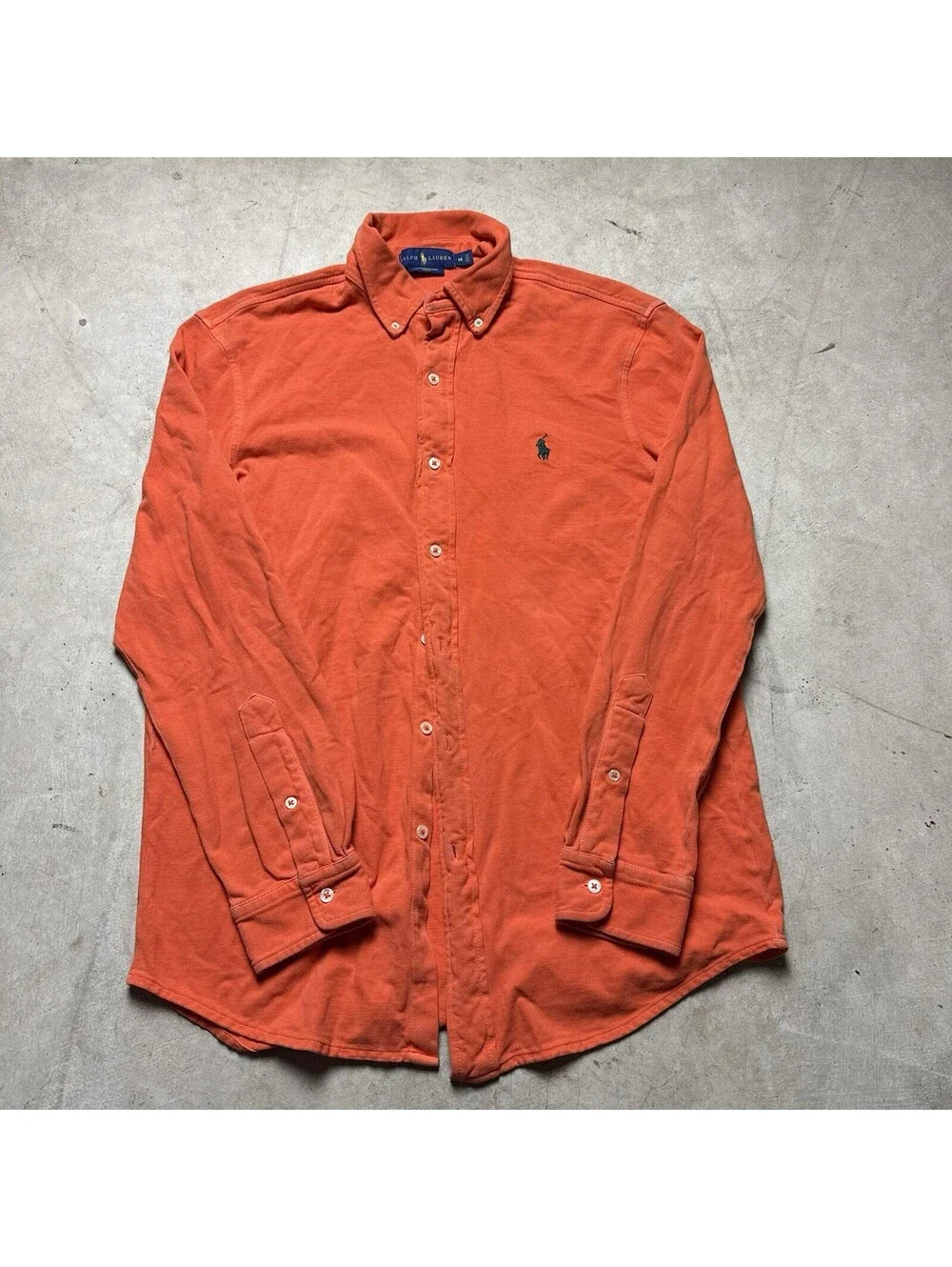 Ralph Lauren Featherweight Mesh Button Shirt Coastal Classic Lightweight M Orang